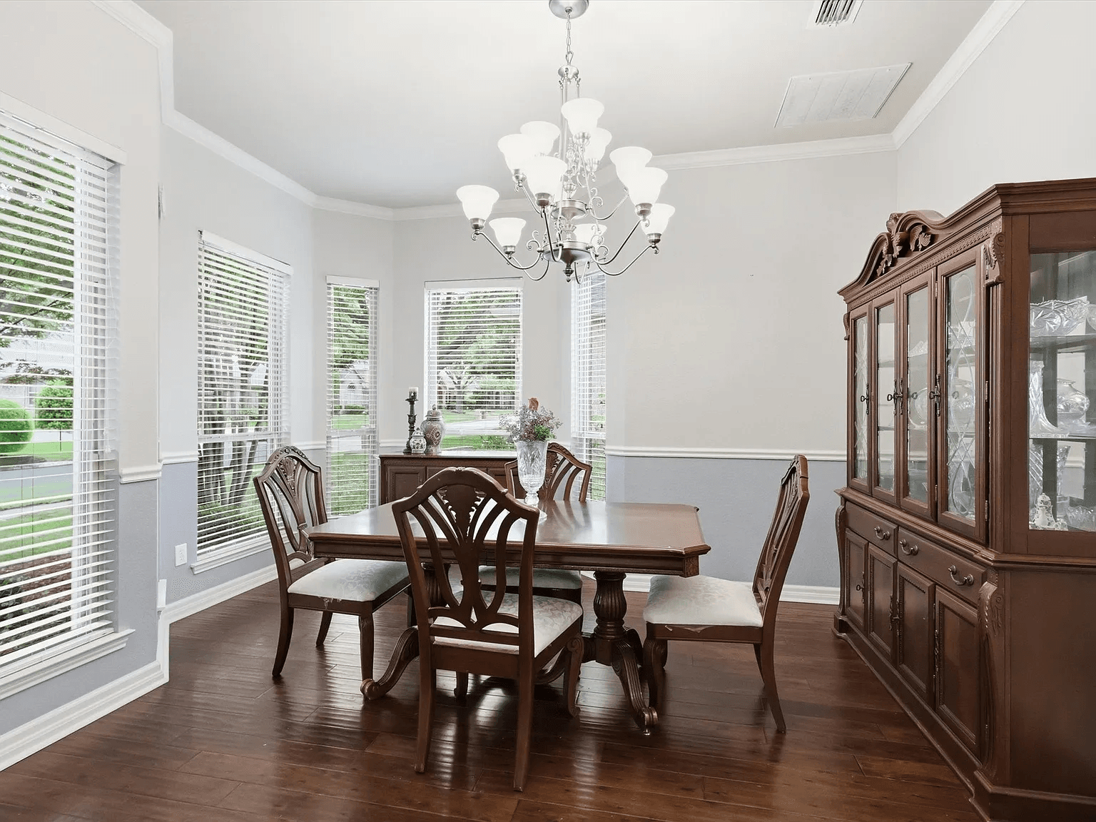 The dining room set for a home-cooked meal