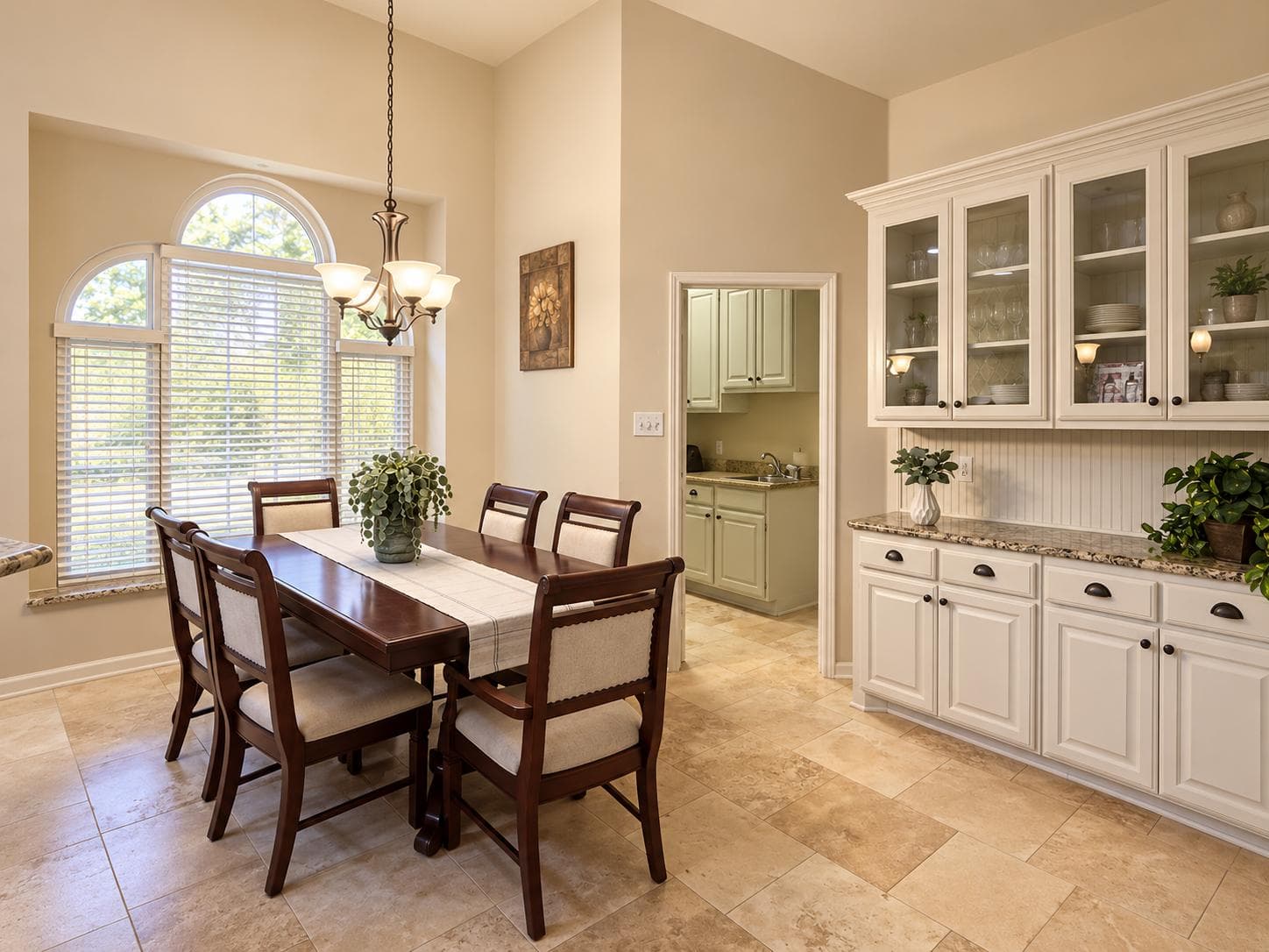 The dining room set for a home-cooked meal